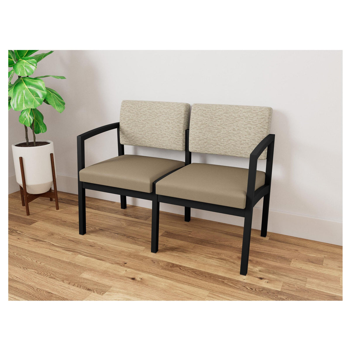 Lenox Steel Waiting Reception 2 Seat Tandem Seating Metal Frame No Center Arm