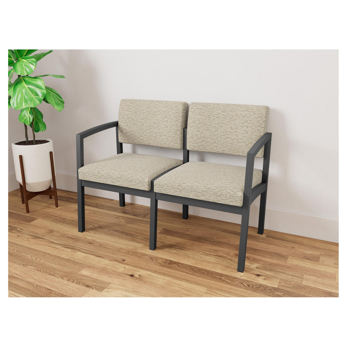 Lenox Steel Waiting Reception 2 Seat Tandem Seating Metal Frame No Center Arm