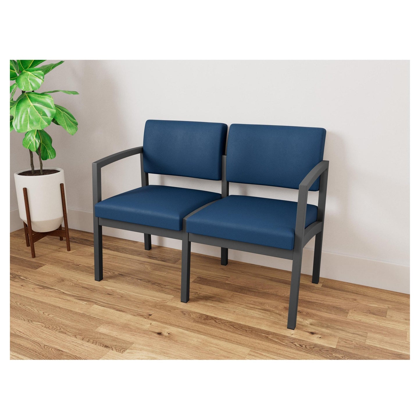 Lenox Steel Waiting Reception 2 Seat Tandem Seating Metal Frame No Center Arm