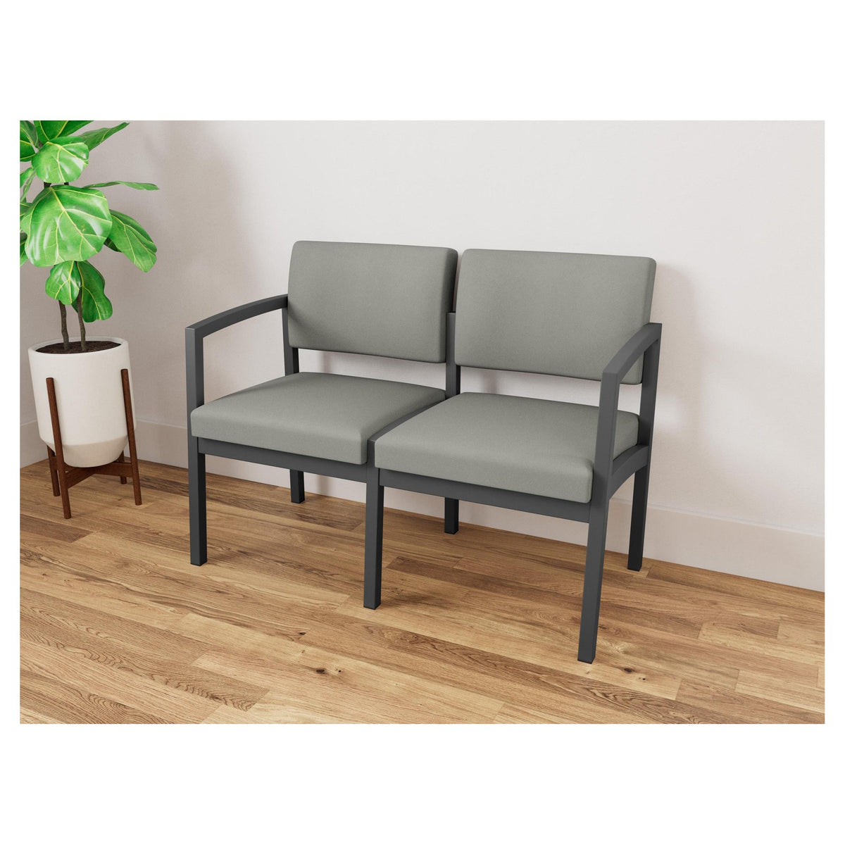 Lenox Steel Waiting Reception 2 Seat Tandem Seating Metal Frame No Center Arm