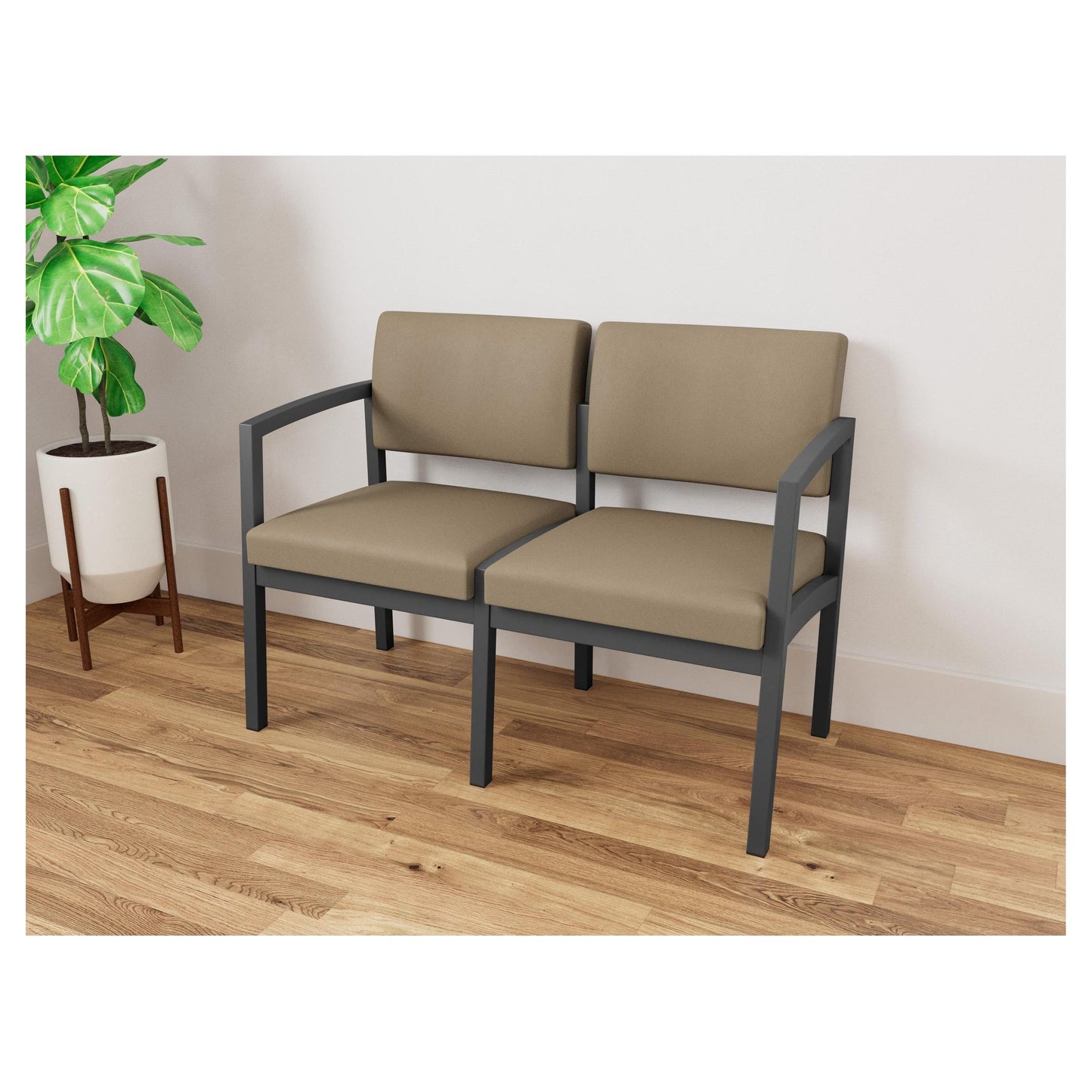 Lenox Steel Waiting Reception 2 Seat Tandem Seating Metal Frame No Center Arm