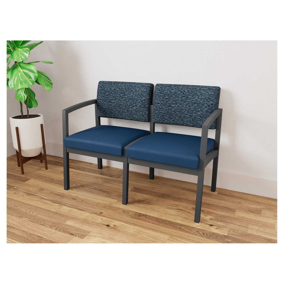 Lenox Steel Waiting Reception 2 Seat Tandem Seating Metal Frame No Center Arm
