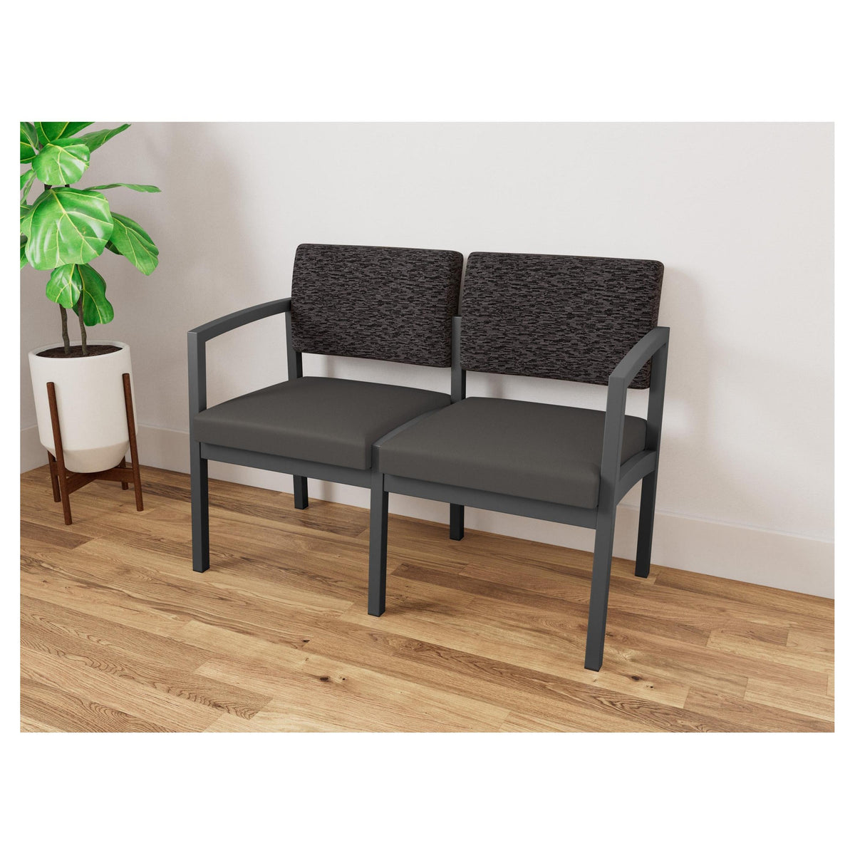 Lenox Steel Waiting Reception 2 Seat Tandem Seating Metal Frame No Center Arm