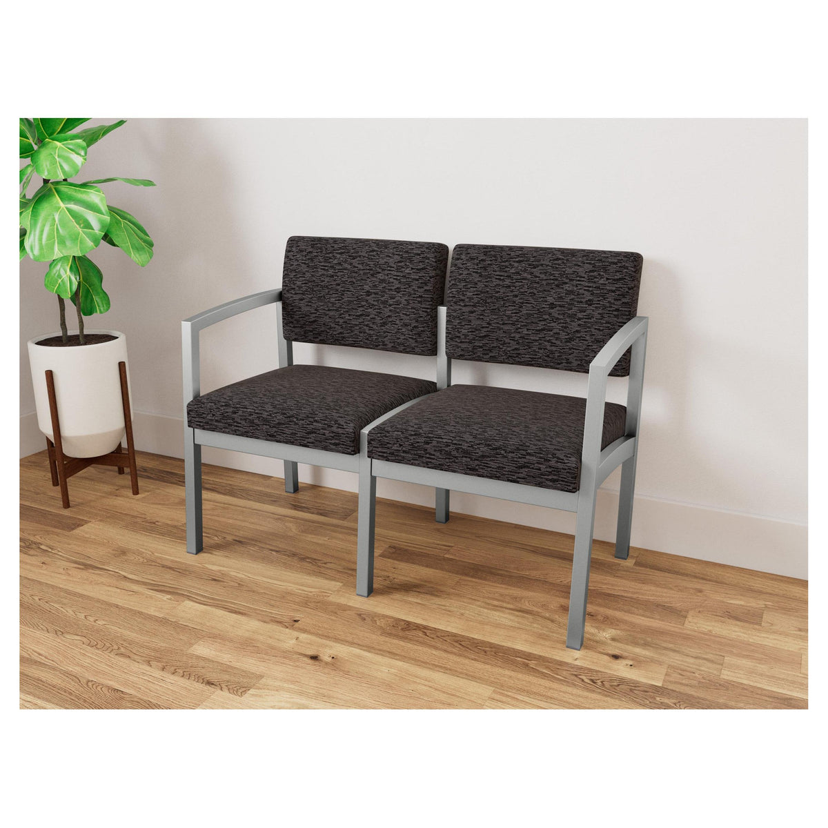 Lenox Steel Waiting Reception 2 Seat Tandem Seating Metal Frame No Center Arm