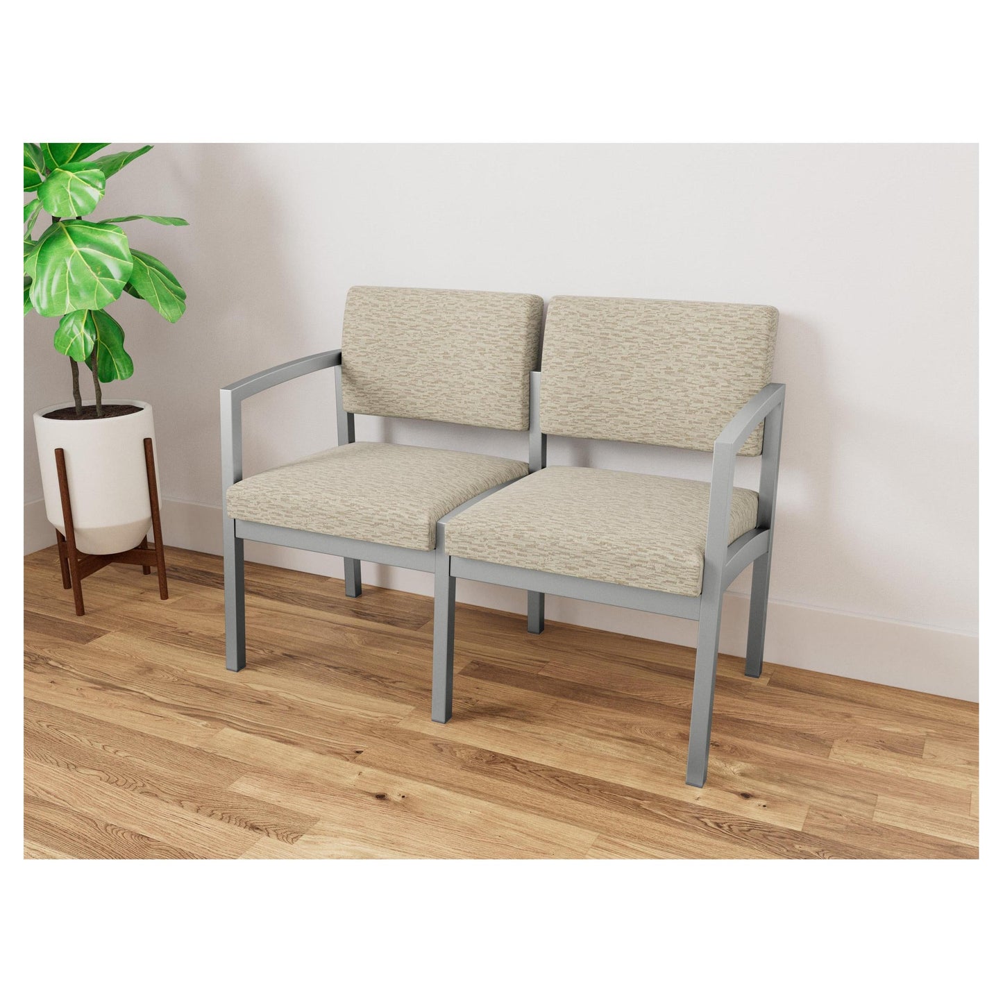 Lenox Steel Waiting Reception 2 Seat Tandem Seating Metal Frame No Center Arm