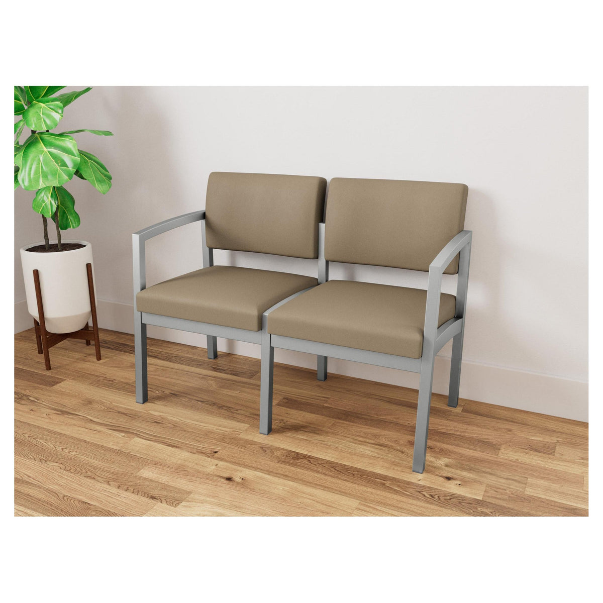 Lenox Steel Waiting Reception 2 Seat Tandem Seating Metal Frame No Center Arm