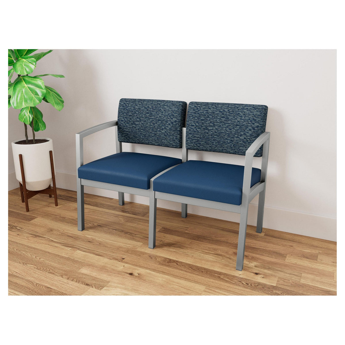 Lenox Steel Waiting Reception 2 Seat Tandem Seating Metal Frame No Center Arm
