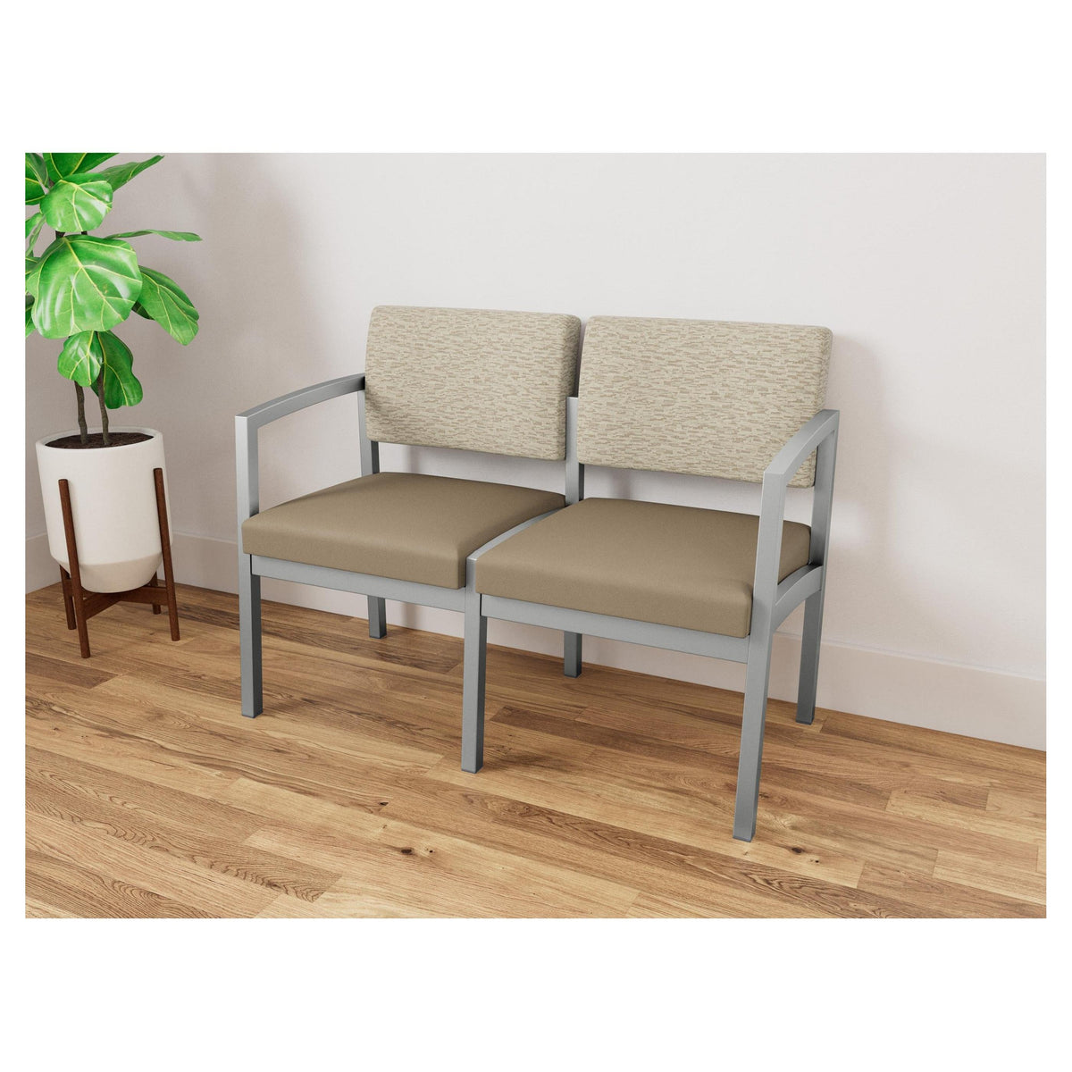 Lenox Steel Waiting Reception 2 Seat Tandem Seating Metal Frame No Center Arm