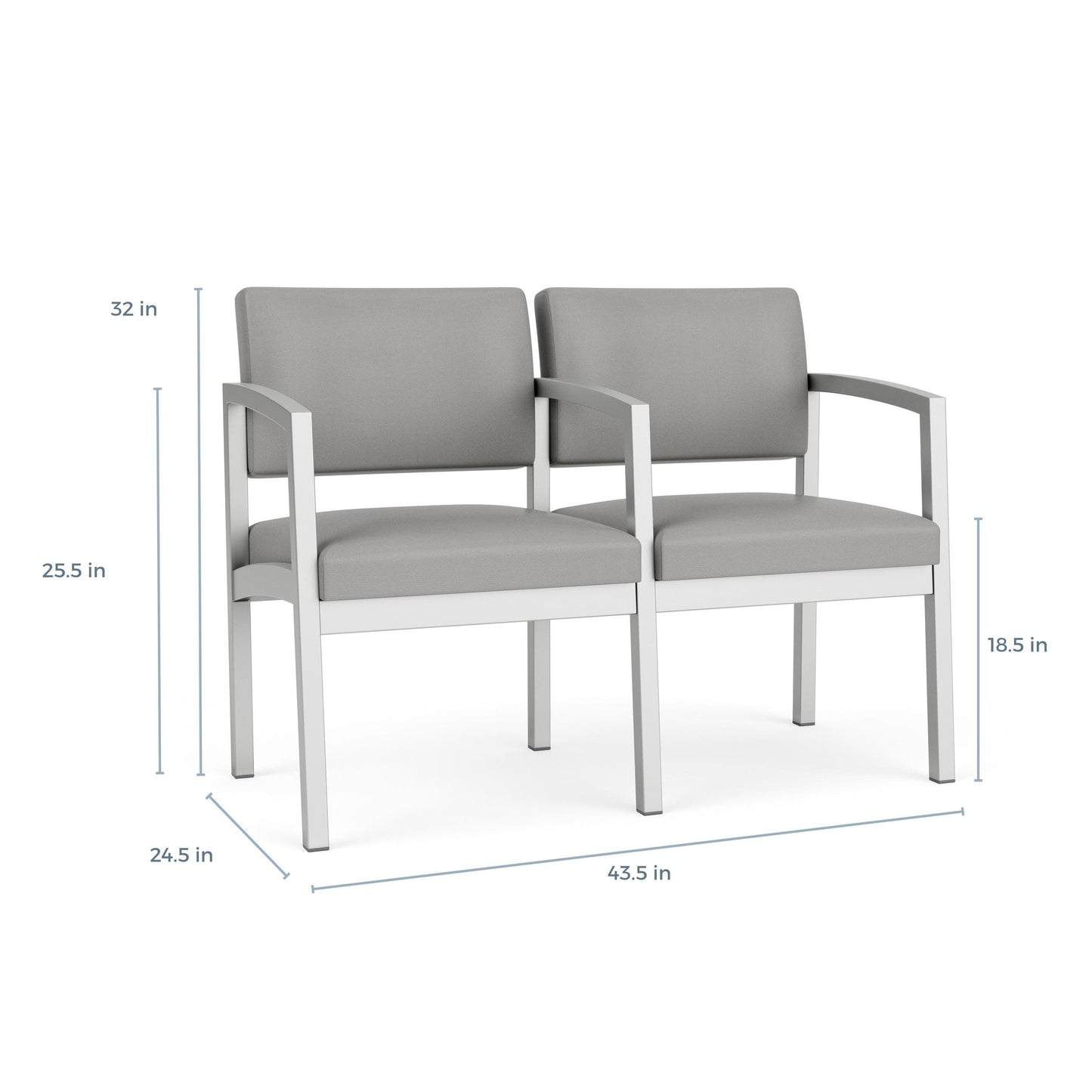 Lenox Steel Waiting Reception 2 Seat Tandem Seating Metal Frame