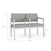 Lenox Steel Waiting Reception 2 Seat Tandem Seating Metal Frame