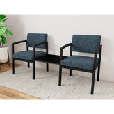 Lenox Steel Waiting Reception 2 Chairs Metal Frame with Connecting Center Table