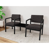 Lenox Steel Waiting Reception 2 Chairs Metal Frame with Connecting Center Table