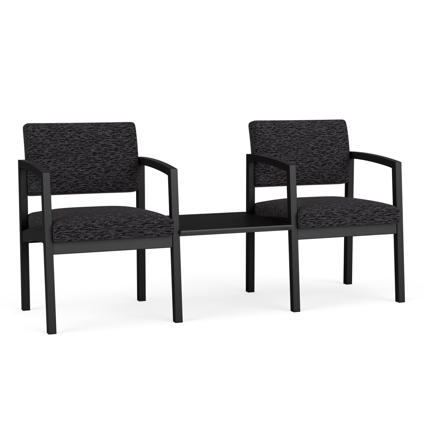 Lenox Steel Waiting Reception 2 Chairs Metal Frame with Connecting Center Table