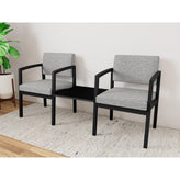 Lenox Steel Waiting Reception 2 Chairs Metal Frame with Connecting Center Table