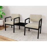 Lenox Steel Waiting Reception 2 Chairs Metal Frame with Connecting Center Table