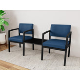 Lenox Steel Waiting Reception 2 Chairs Metal Frame with Connecting Center Table