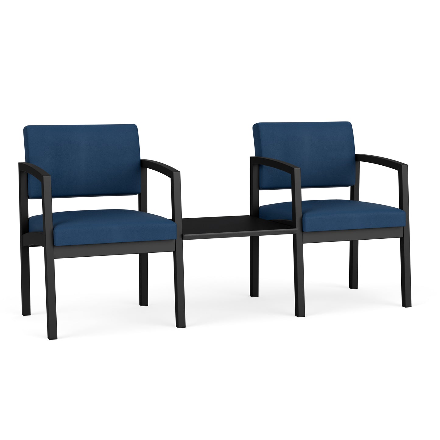 Lenox Steel Waiting Reception 2 Chairs Metal Frame with Connecting Center Table