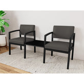 Lenox Steel Waiting Reception 2 Chairs Metal Frame with Connecting Center Table