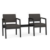 Lenox Steel Waiting Reception 2 Chairs Metal Frame with Connecting Center Table