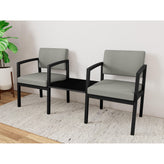 Lenox Steel Waiting Reception 2 Chairs Metal Frame with Connecting Center Table