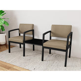 Lenox Steel Waiting Reception 2 Chairs Metal Frame with Connecting Center Table