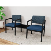 Lenox Steel Waiting Reception 2 Chairs Metal Frame with Connecting Center Table