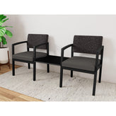 Lenox Steel Waiting Reception 2 Chairs Metal Frame with Connecting Center Table