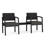 Lenox Steel Waiting Reception 2 Chairs Metal Frame with Connecting Center Table