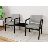 Lenox Steel Waiting Reception 2 Chairs Metal Frame with Connecting Center Table