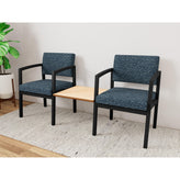 Lenox Steel Waiting Reception 2 Chairs Metal Frame with Connecting Center Table