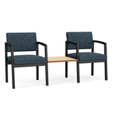 Lenox Steel Waiting Reception 2 Chairs Metal Frame with Connecting Center Table
