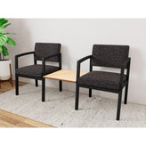 Lenox Steel Waiting Reception 2 Chairs Metal Frame with Connecting Center Table