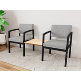 Lenox Steel Waiting Reception 2 Chairs Metal Frame with Connecting Center Table