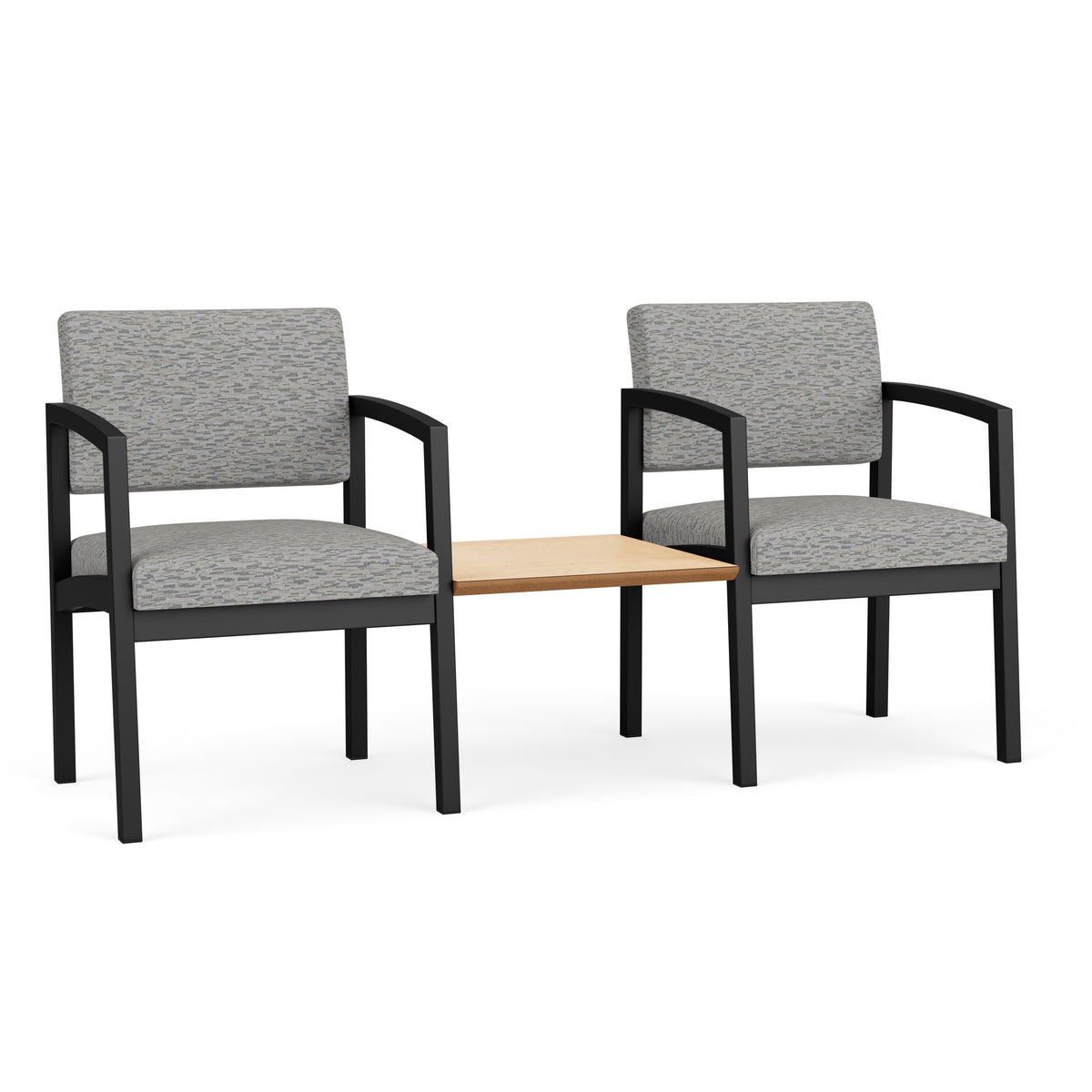 Lenox Steel Waiting Reception 2 Chairs Metal Frame with Connecting Center Table