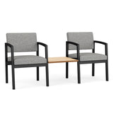 Lenox Steel Waiting Reception 2 Chairs Metal Frame with Connecting Center Table