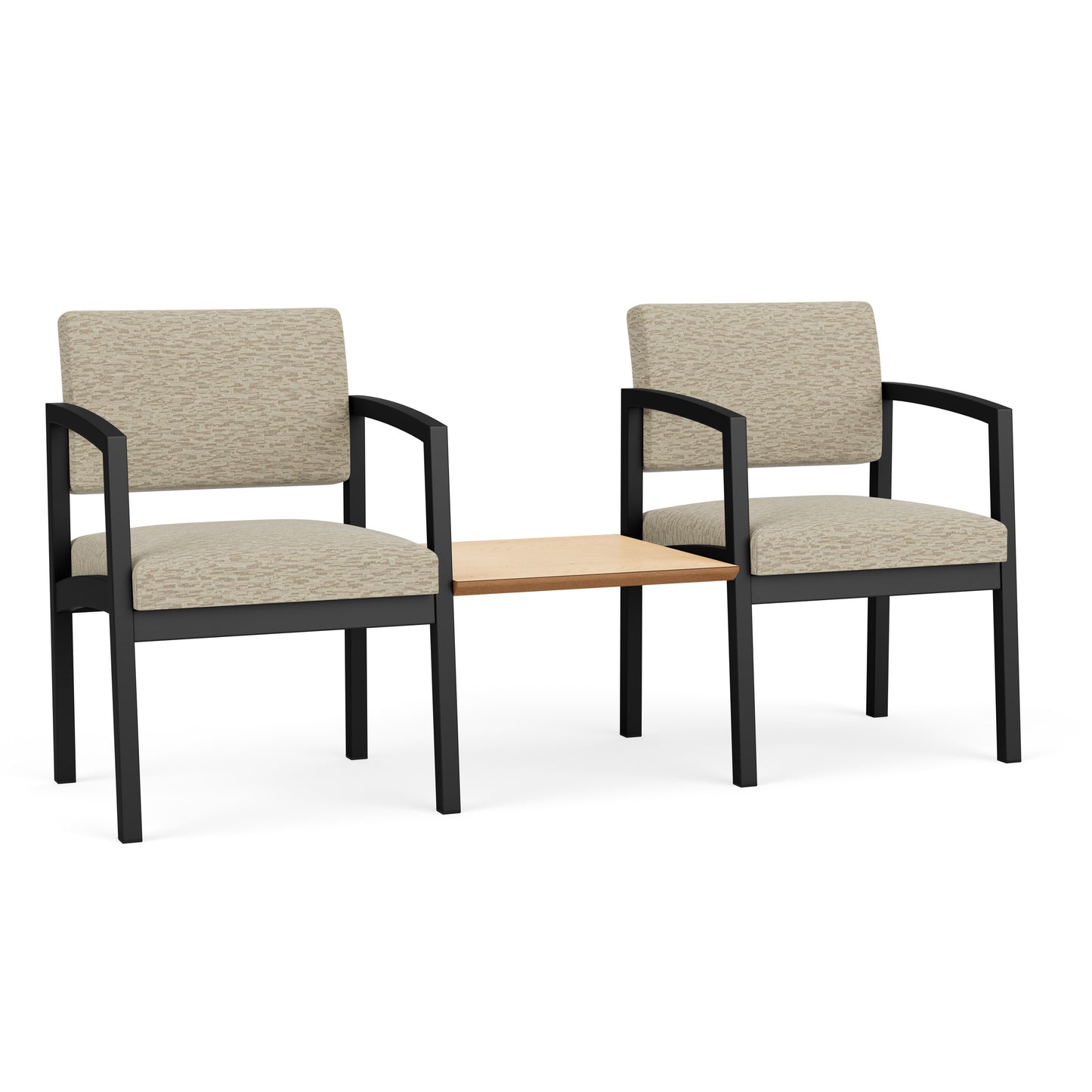 Lenox Steel Waiting Reception 2 Chairs Metal Frame with Connecting Center Table