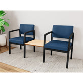 Lenox Steel Waiting Reception 2 Chairs Metal Frame with Connecting Center Table