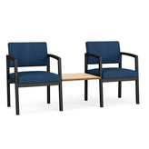Lenox Steel Waiting Reception 2 Chairs Metal Frame with Connecting Center Table