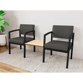 Lenox Steel Waiting Reception 2 Chairs Metal Frame with Connecting Center Table