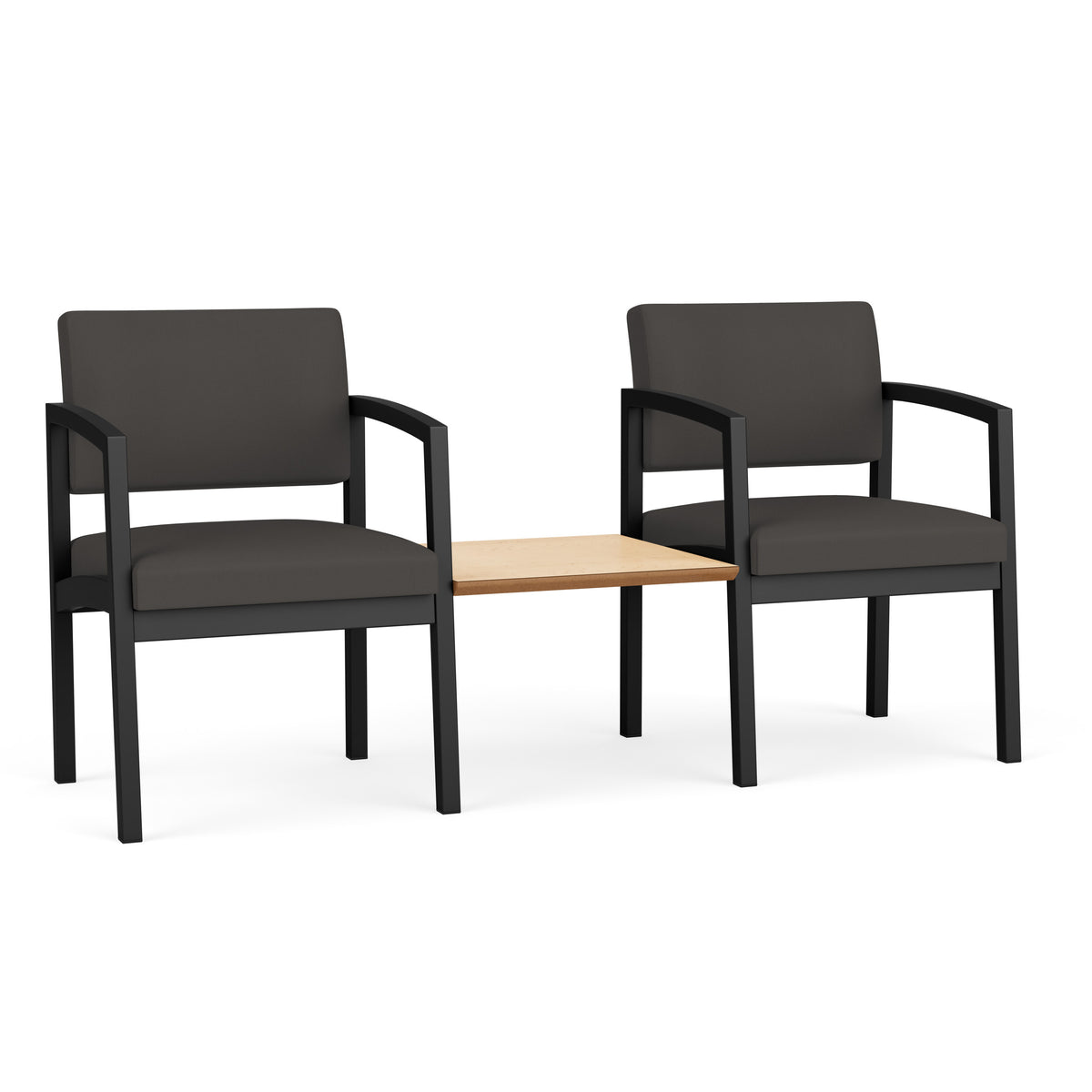 Lenox Steel Waiting Reception 2 Chairs Metal Frame with Connecting Center Table