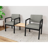 Lenox Steel Waiting Reception 2 Chairs Metal Frame with Connecting Center Table
