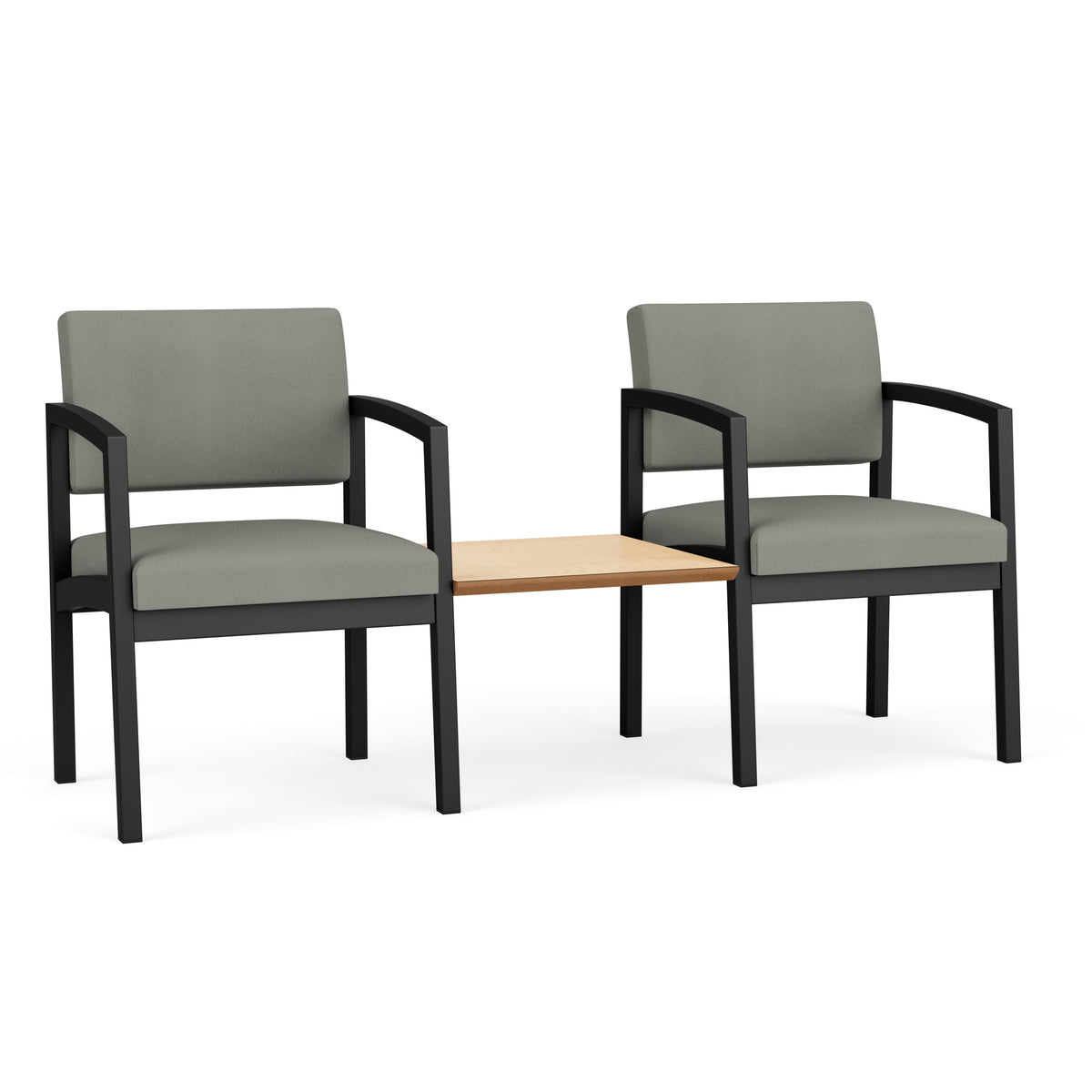 Lenox Steel Waiting Reception 2 Chairs Metal Frame with Connecting Center Table