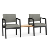 Lenox Steel Waiting Reception 2 Chairs Metal Frame with Connecting Center Table