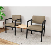 Lenox Steel Waiting Reception 2 Chairs Metal Frame with Connecting Center Table
