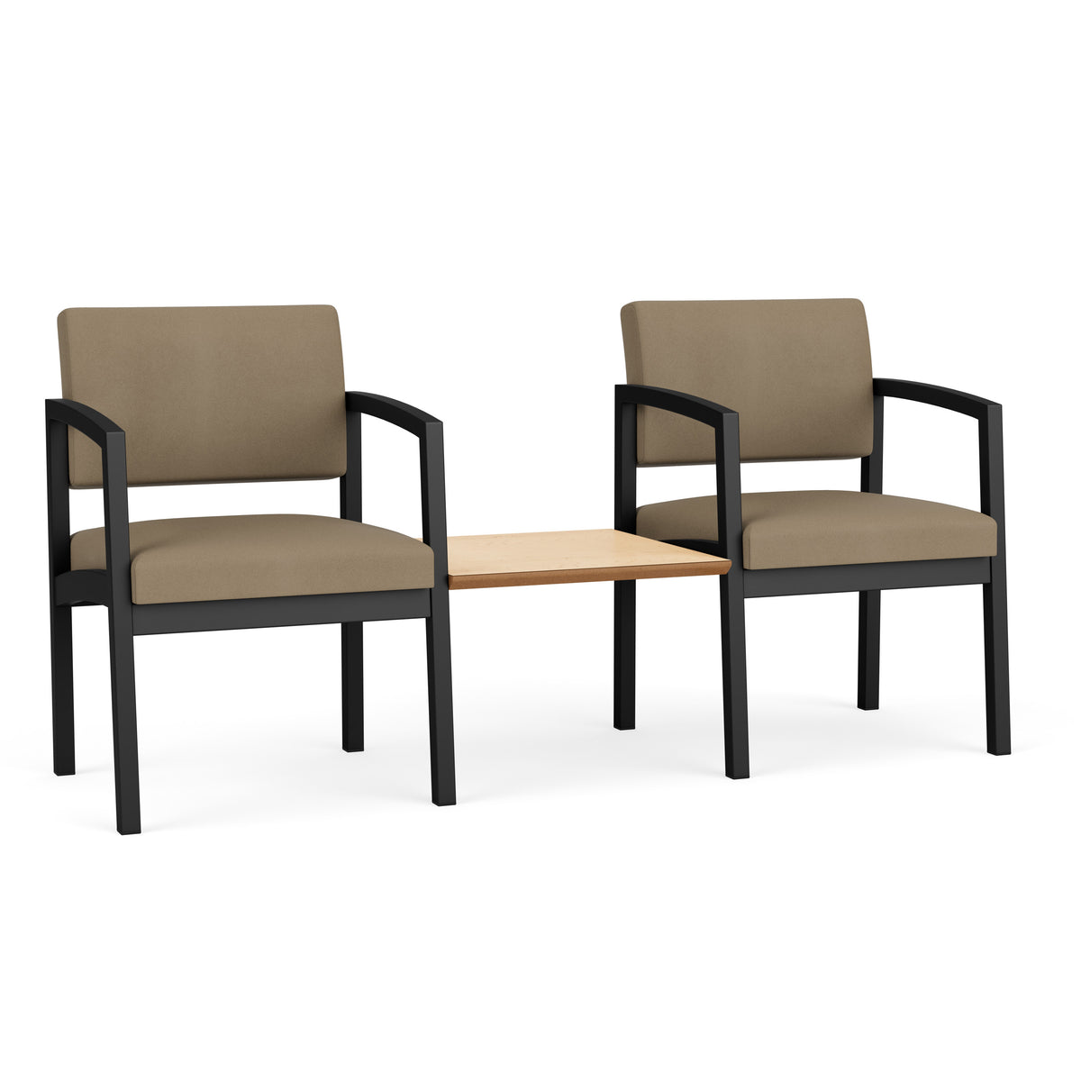 Lenox Steel Waiting Reception 2 Chairs Metal Frame with Connecting Center Table