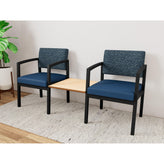 Lenox Steel Waiting Reception 2 Chairs Metal Frame with Connecting Center Table