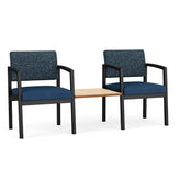 Lenox Steel Waiting Reception 2 Chairs Metal Frame with Connecting Center Table