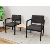 Lenox Steel Waiting Reception 2 Chairs Metal Frame with Connecting Center Table