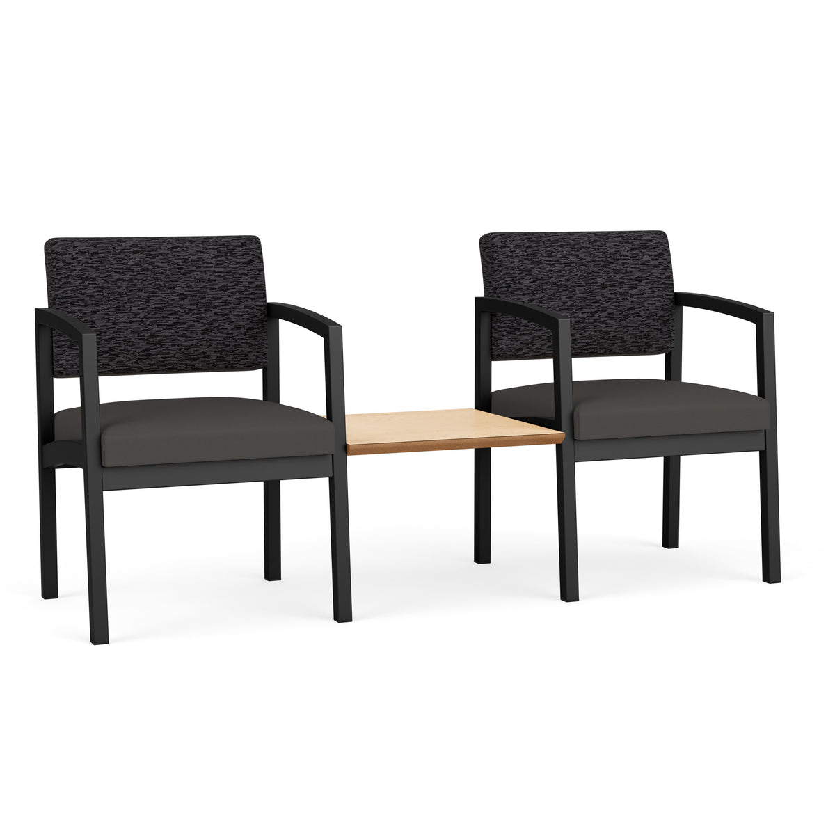 Lenox Steel Waiting Reception 2 Chairs Metal Frame with Connecting Center Table