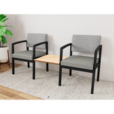 Lenox Steel Waiting Reception 2 Chairs Metal Frame with Connecting Center Table